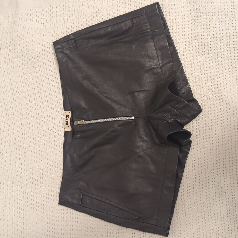 L'agence high-waisted shiny leather shorts xlnt condition Sz S